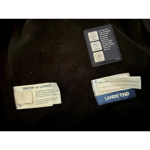 Lands End Grow A-longs Snow & Ski Snowboard Black Pants Jacket Set Medium 10 12 - Picture 8 of 16